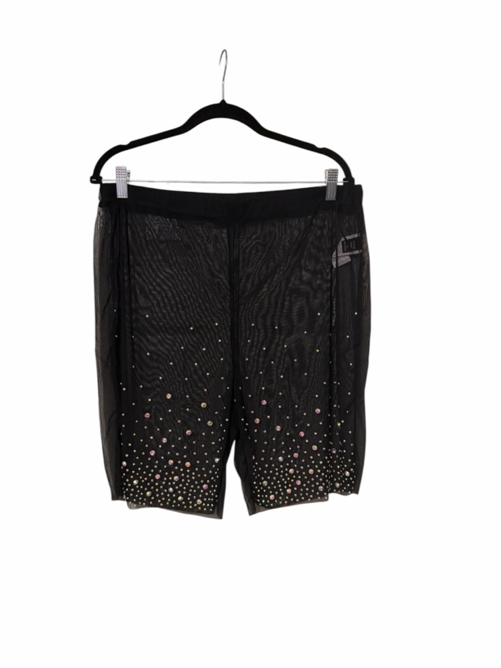 SHEIN Black Mesh Biker Shorts with Multicolor Rhinestones • Size 2X